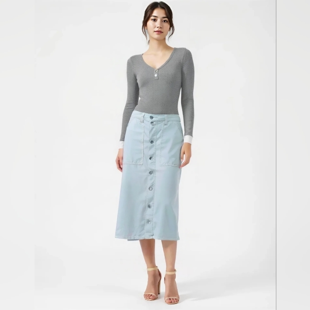 OBEY St. Gilles Midi Skirt in Chambray - size 28/6. *NWT*